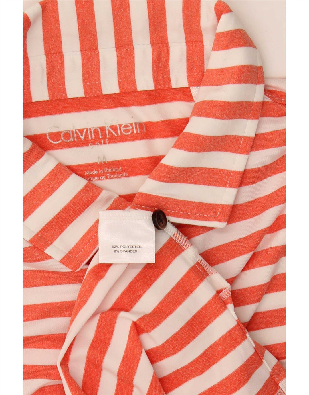 Calvin Klein Herre Golf Polo Shirt Medium Orange Stribet Polyester