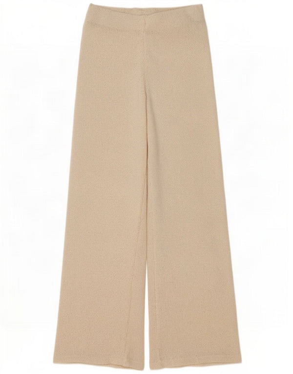 Zara Damestrik Casual Bukser UK 8 Small W26 L28 Beige Polyester