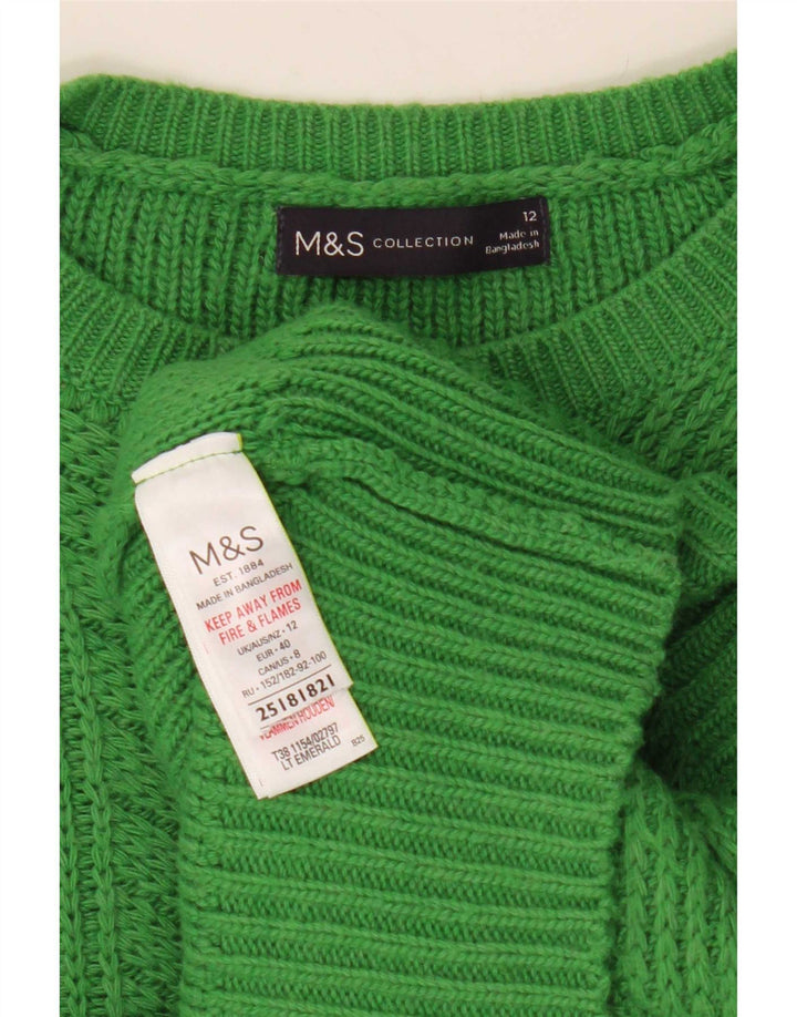 Marks & Spencer Dame Boat Neck Jumper Sweater UK 12 Medium Green