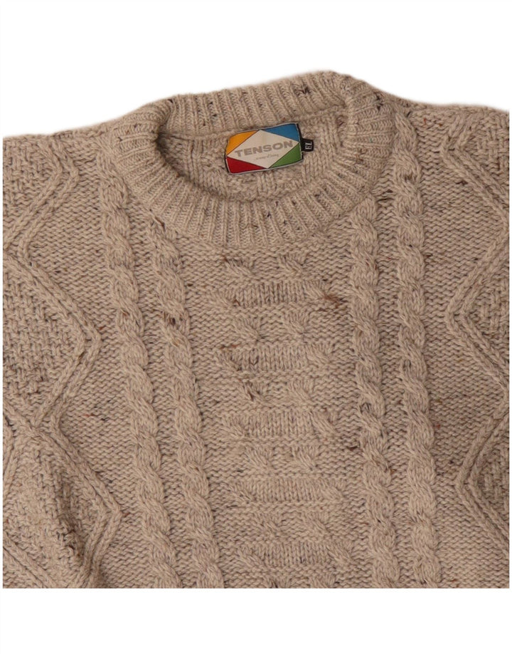 Tenson Herre Boat Neck Jumper Sweater 3XL Beige Flecked