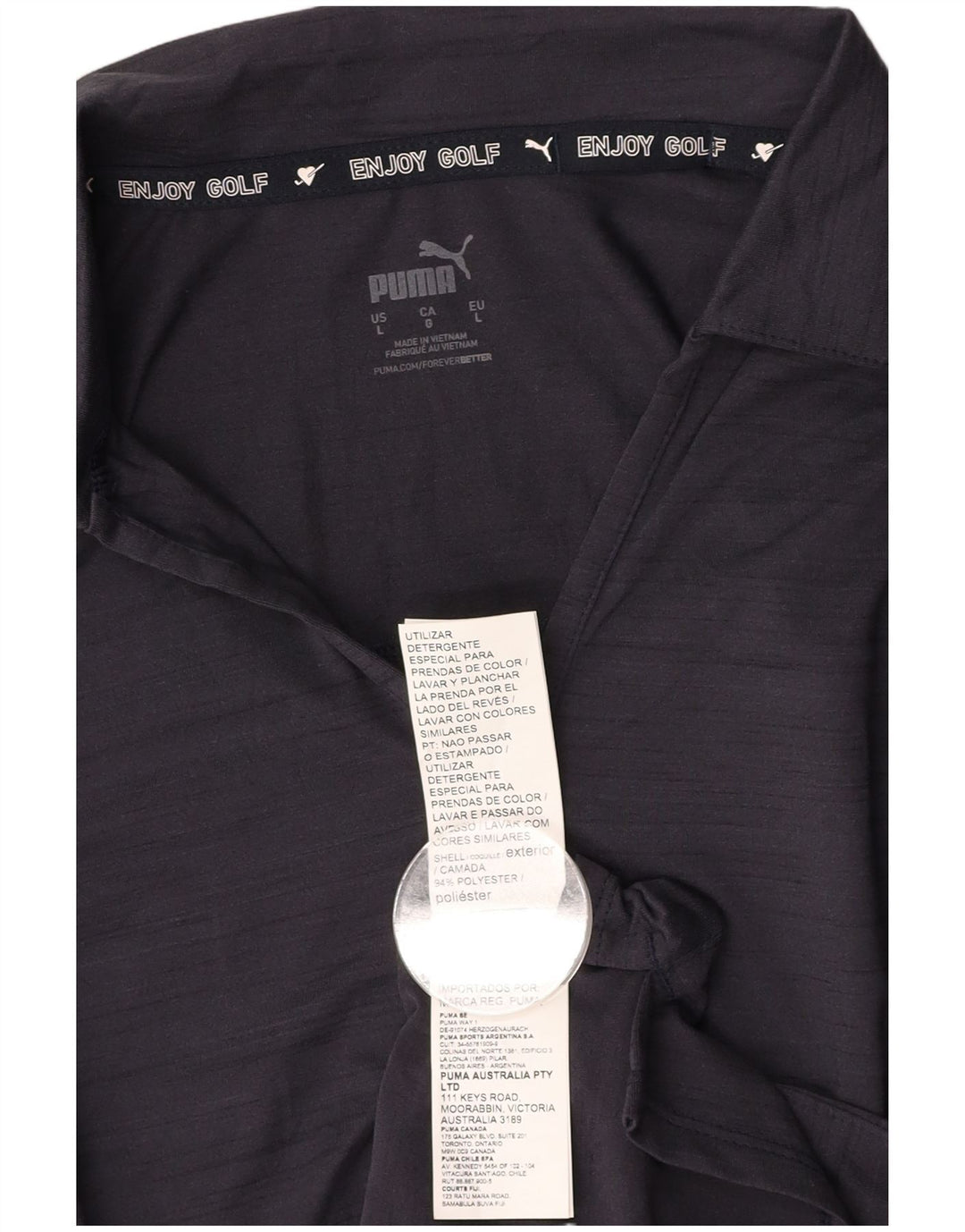 PUMA Polo Shirt til kvinder UK 14 Large Navy Blue Flecked Polyester