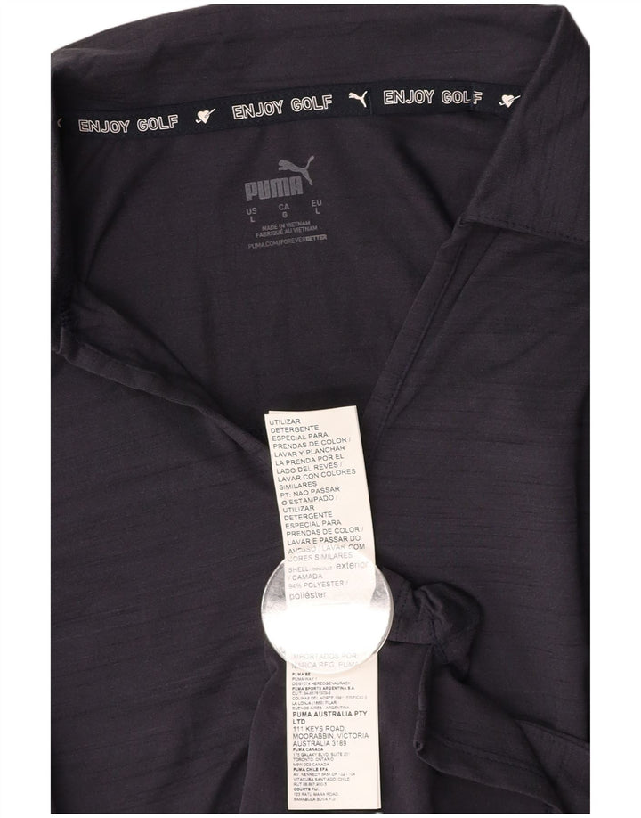 PUMA Polo Shirt til kvinder UK 14 Large Navy Blue Flecked Polyester