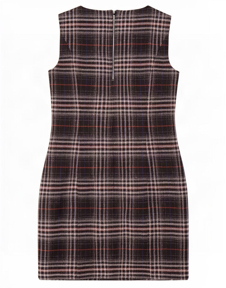 Marks & Spencer Dame Ærmeløs Shift Dress UK 12 Mdium Black Plaid