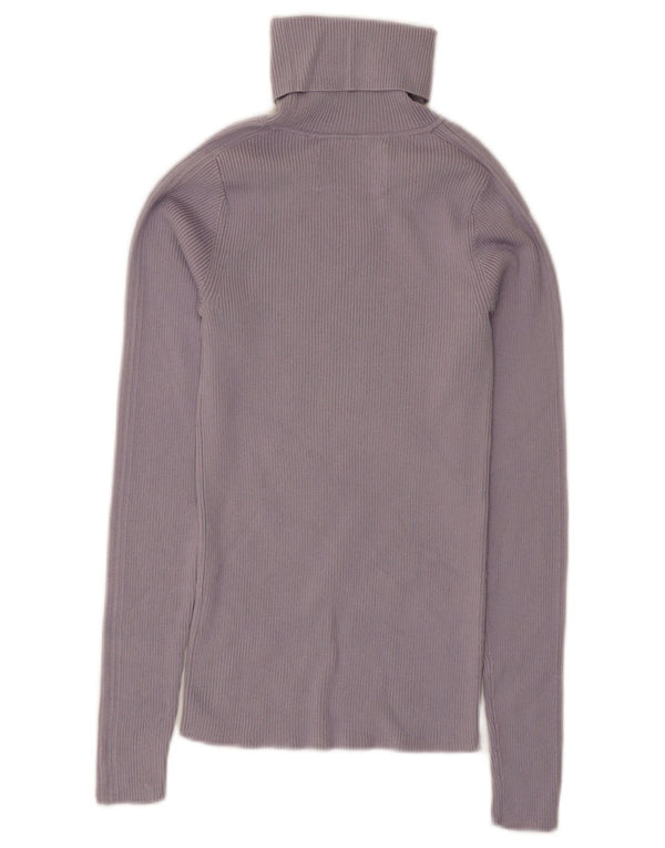 Calvin Klein Jeans Dame grafisk rullehals sweater UK 4 XS Lilla