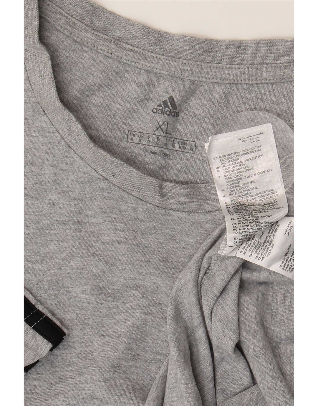Adidas Herre T-Shirt Top XL Grå Bomuld