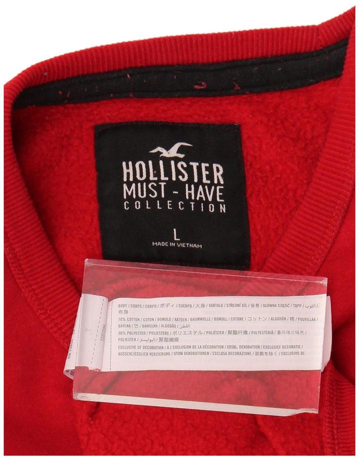 HOLLISTER Grafisk sweatshirt til mænd, stor rød bomuld