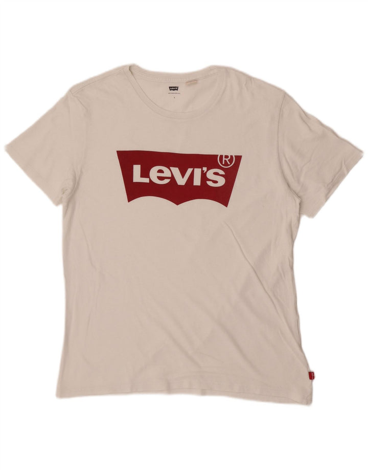Levi's Herre Grafisk T-Shirt Top Stor Hvid