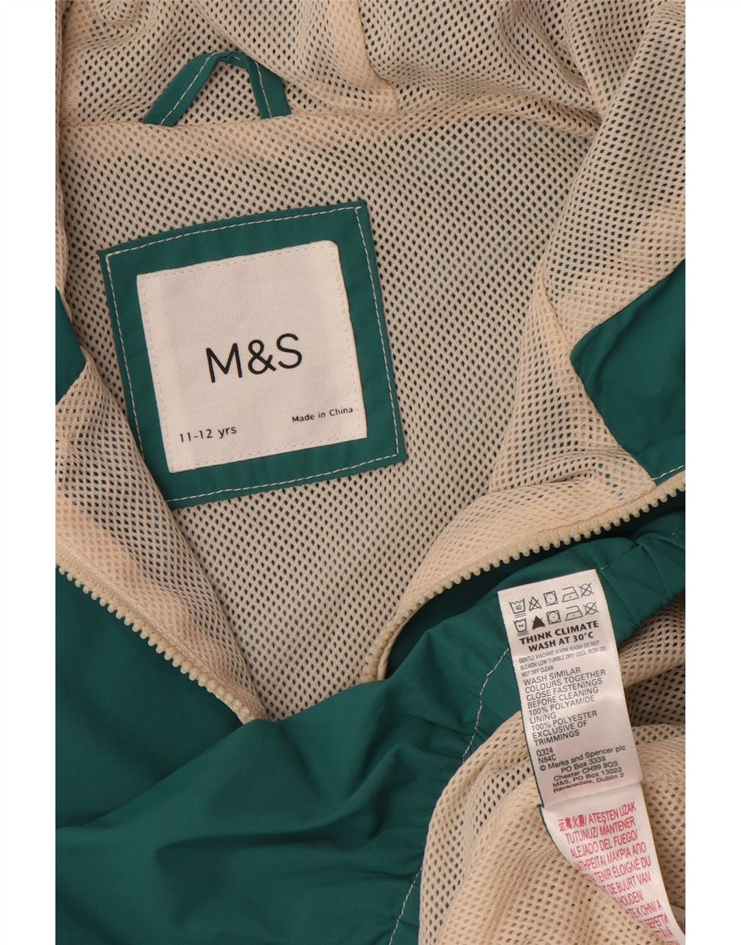 Marks & Spencer Boys Oversized regnjakke med hætte 11-12 år Grøn