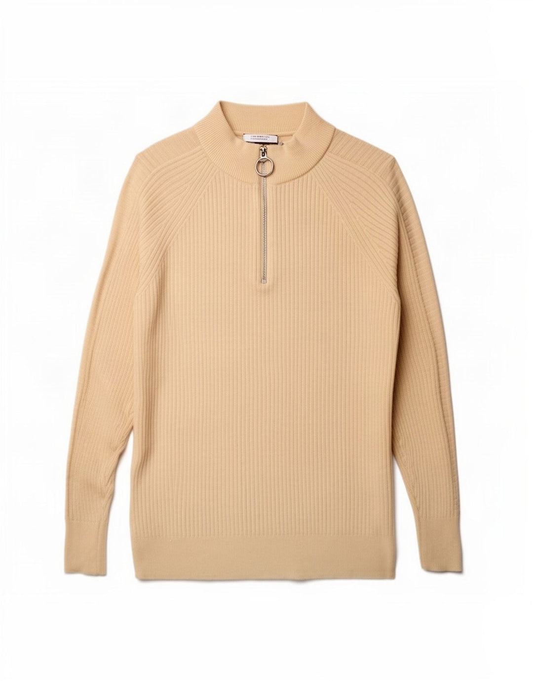 Marks & Spencer Dame Oversized Zip Neck Jumper Sweater UK 10 Small Beige