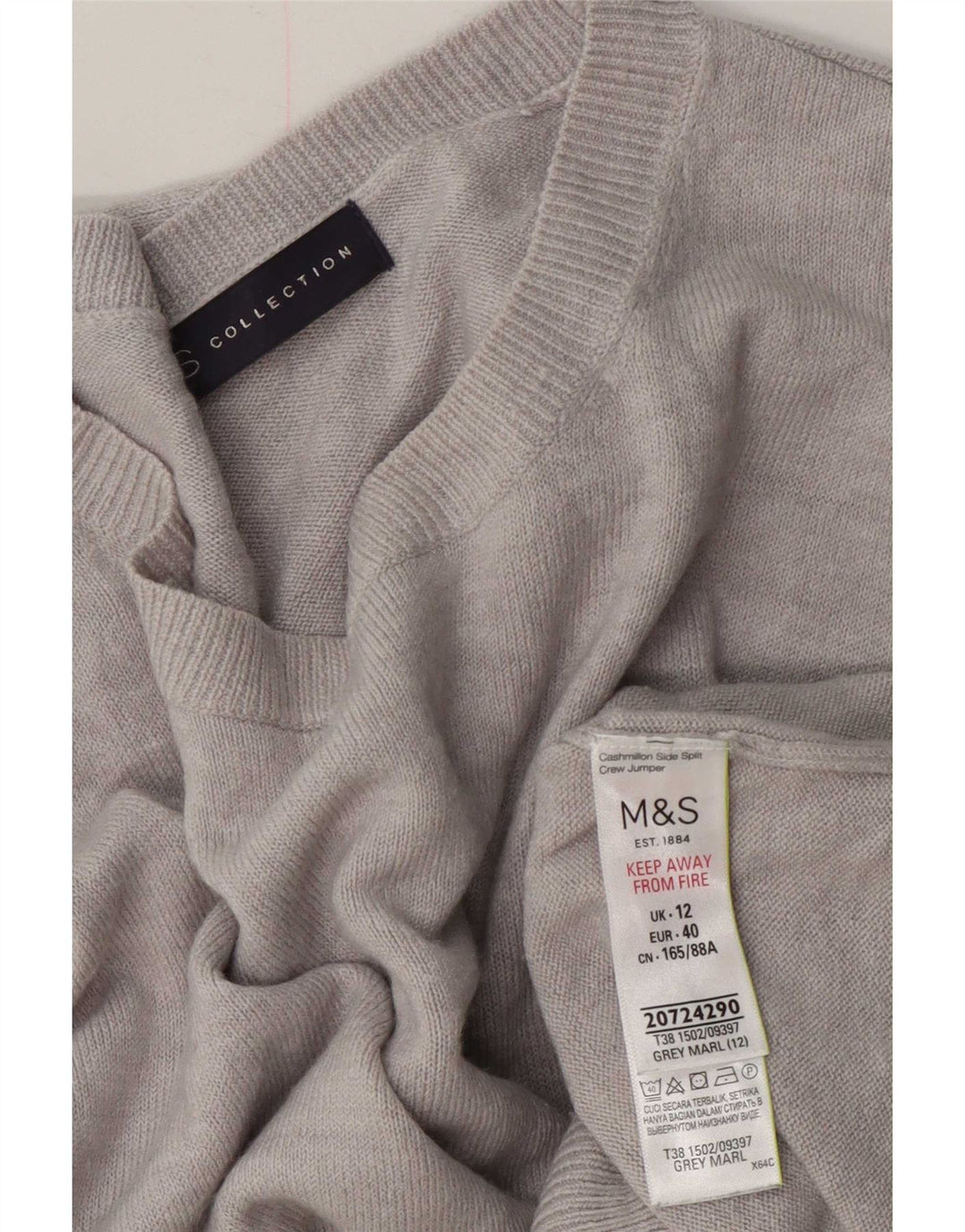 Marks & Spencer Dametrøjetrøje med rund hals DK 12 Mellemgrå