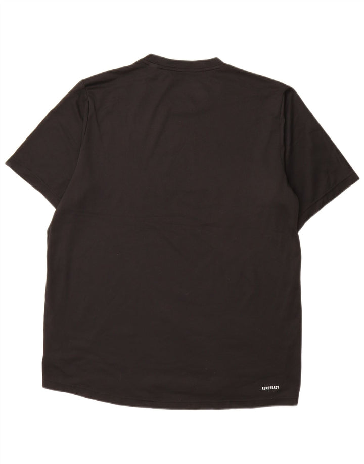 Adidas Herre Aeroready Grafisk T-Shirt Top Stor Sort Polyester