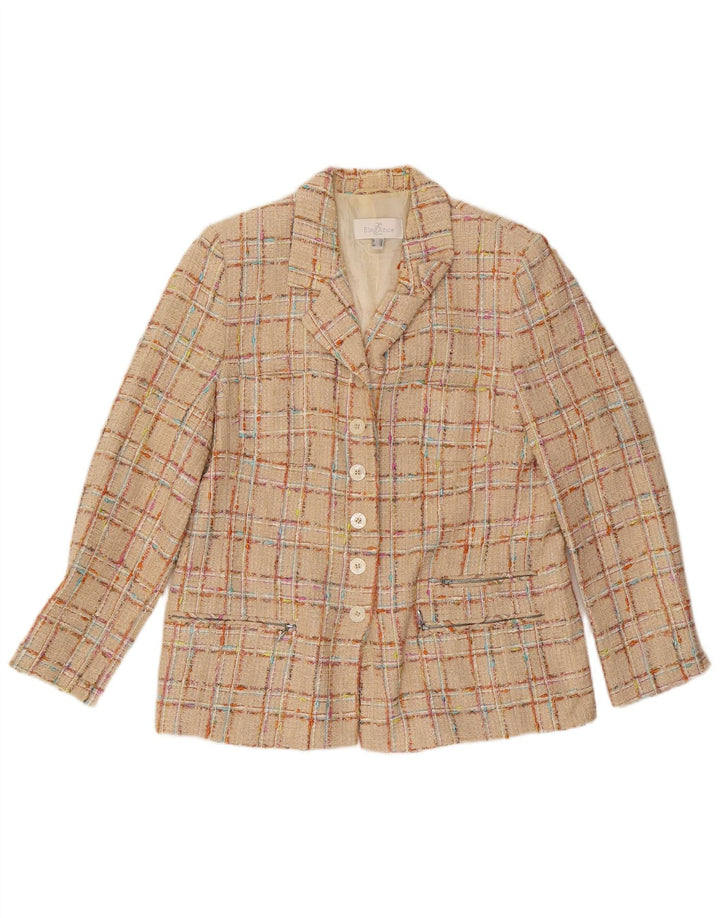 Elegance Dame 6 Button Blazer Jacket UK 18 XL Beige ternet bomuld