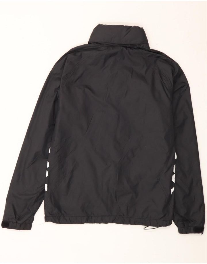 KAPPA Boys Hooded Graphic Rain Jacket 11-12 Years Black Polyester Vintage Kappa and Second-Hand Kappa from Messina Hembry 