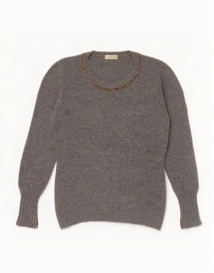 Liapull Dame sweater med rund hals IT 40 lille grå kashmir