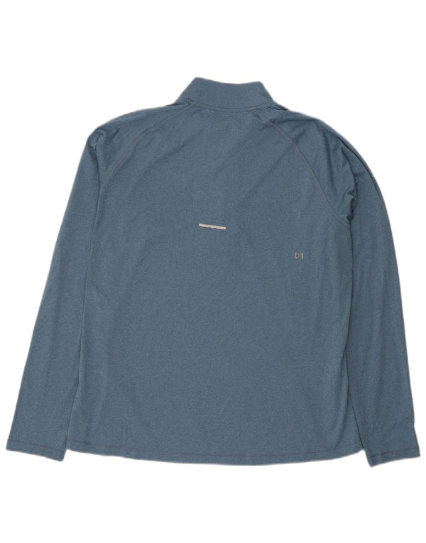Asics Herre Zip Neck Pullover Træningsdragt Top Stor Blå Polyester
