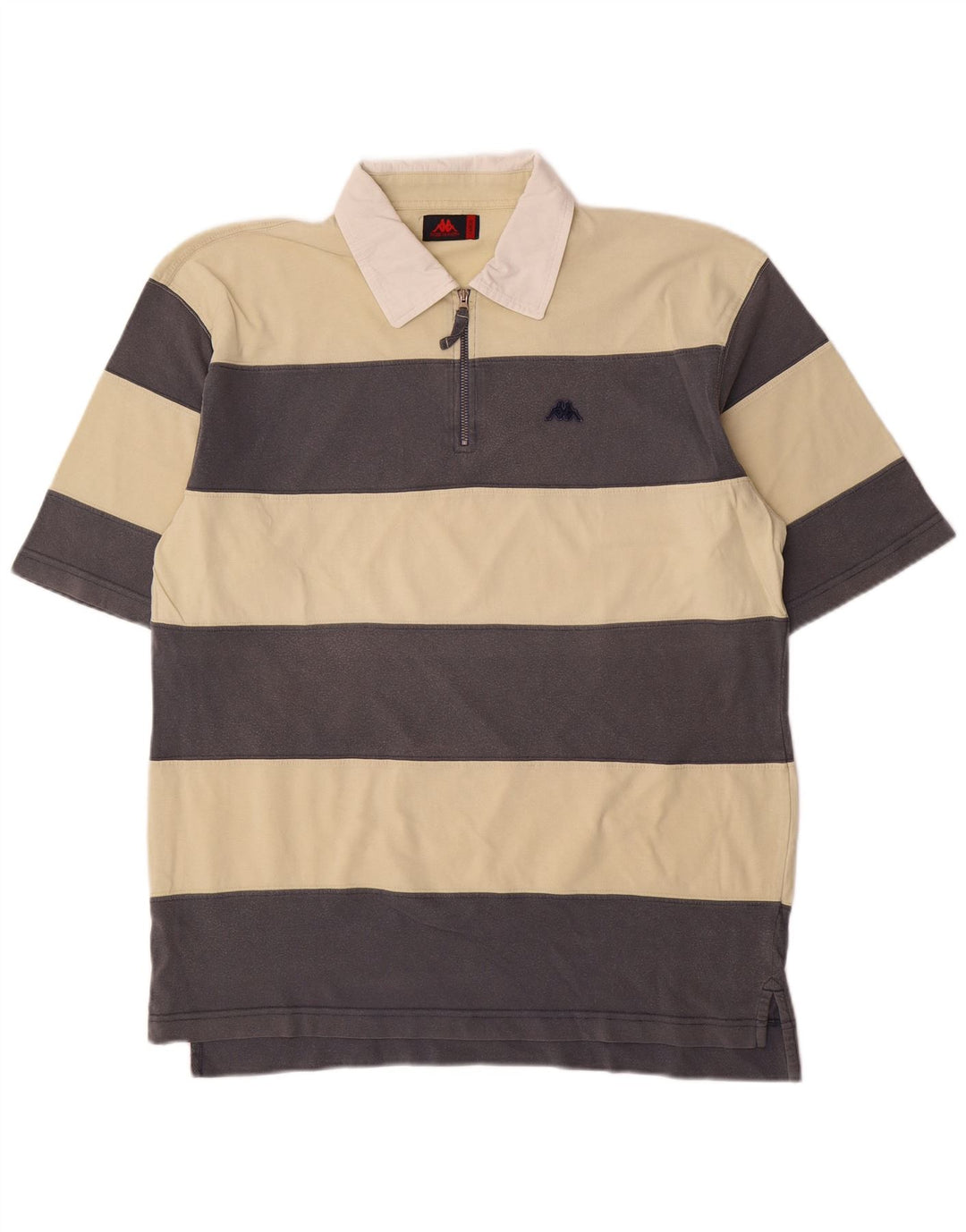 Kappa herre poloskjorte stor beige stribet bomuld