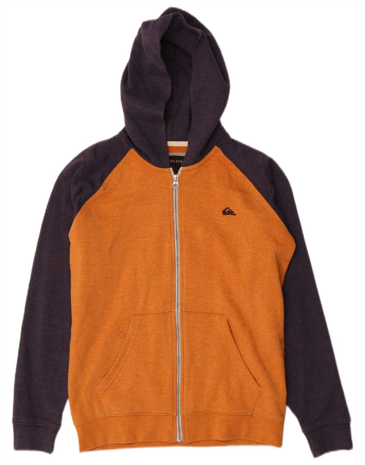 QUIKSILVER Dame Hættetrøje Sweater UK 14 Stor Orange Colourblock Bomuld