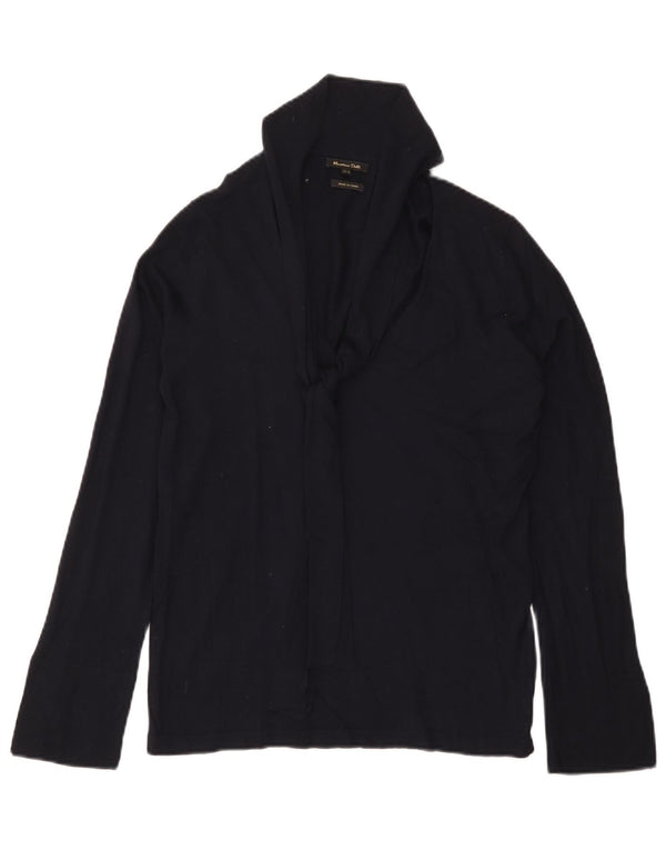 Massimo Dutti Dame Shawl Neck Jumper Sweater UK 12 Medium Navy Blue