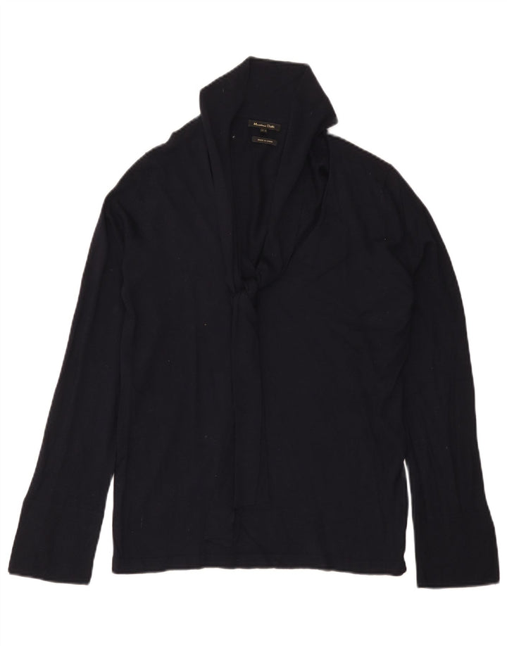 Massimo Dutti Dame Shawl Neck Jumper Sweater UK 12 Medium Navy Blue