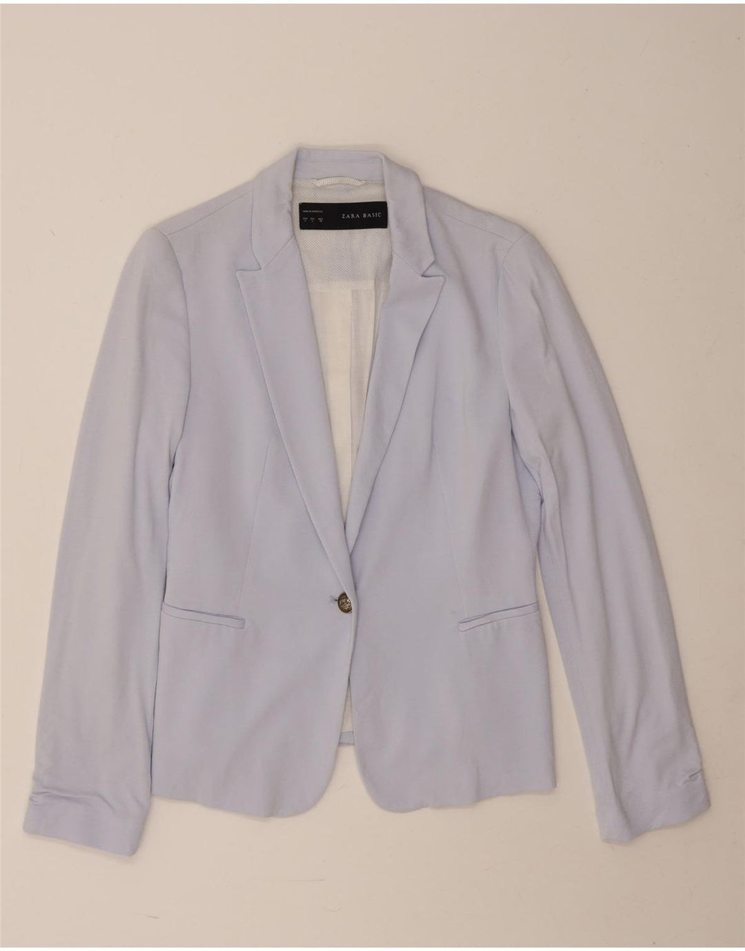 Zara Dame 1 Knap Blazer Jacket UK 14 Stor Blå Viscose