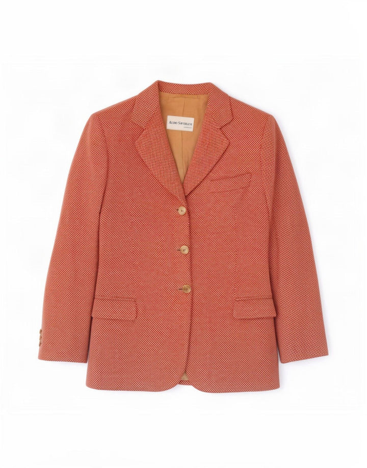 Aldo Savorani Dame 3 Button Blazer Jacket UK 12 Medium Pink Herringbone