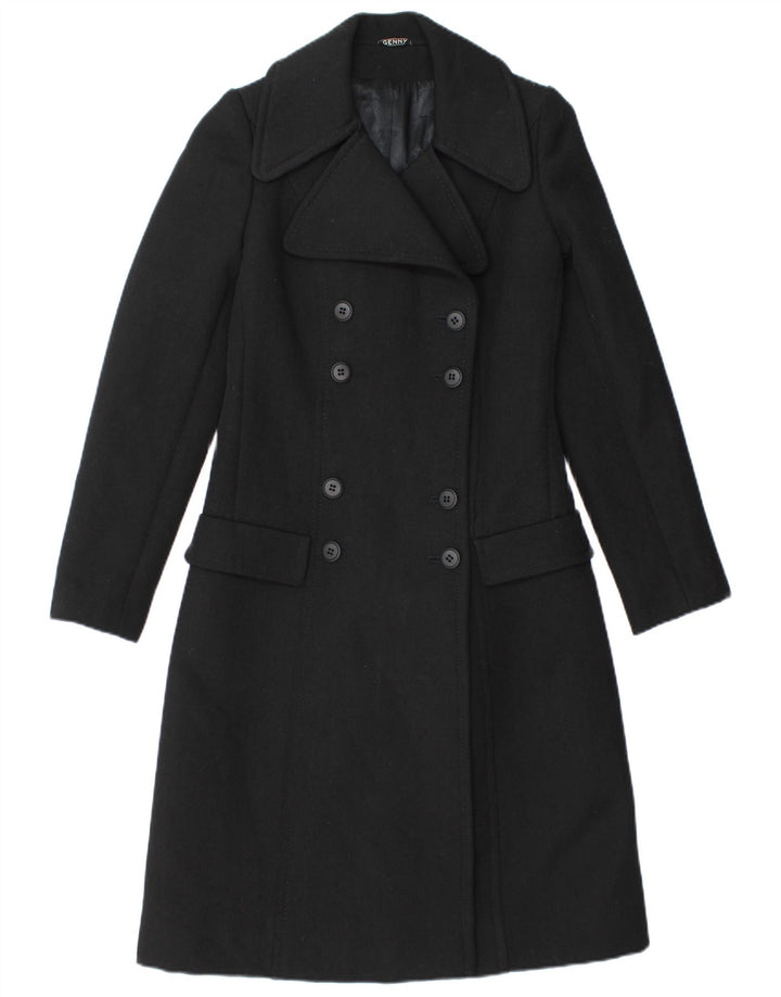 GENNY Womens Double Breasted Coat IT 42 Medium Black