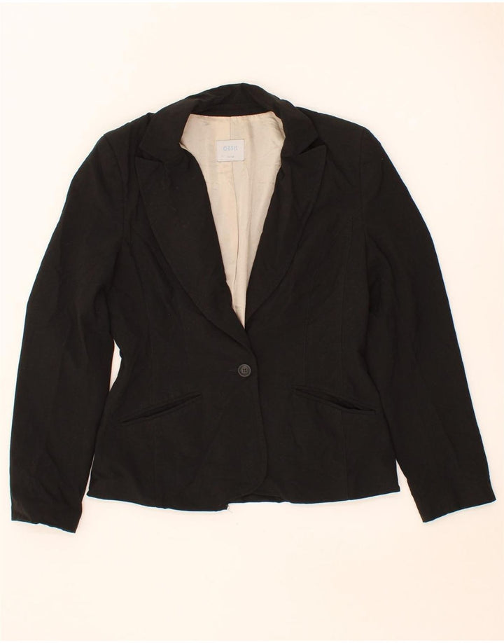 OASIS Womens 1 Button Blazer Jacket UK 12 Medium Black Polyester Vintage Oasis and Second-Hand Oasis from Messina Hembry 