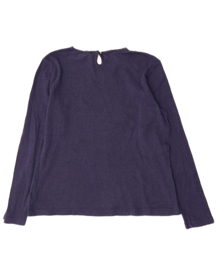 Joules Dame Top Langærmet UK 16 Large Navy Blue Bomuld