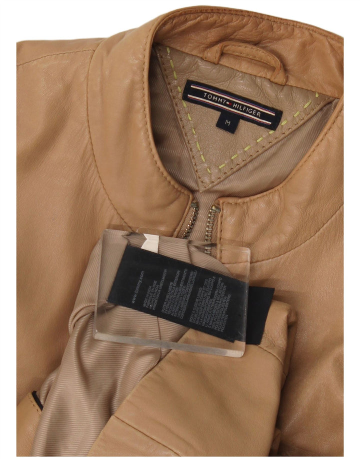Tommy Hilfiger Dame Læderjakke UK 14 Medium Brun Læder