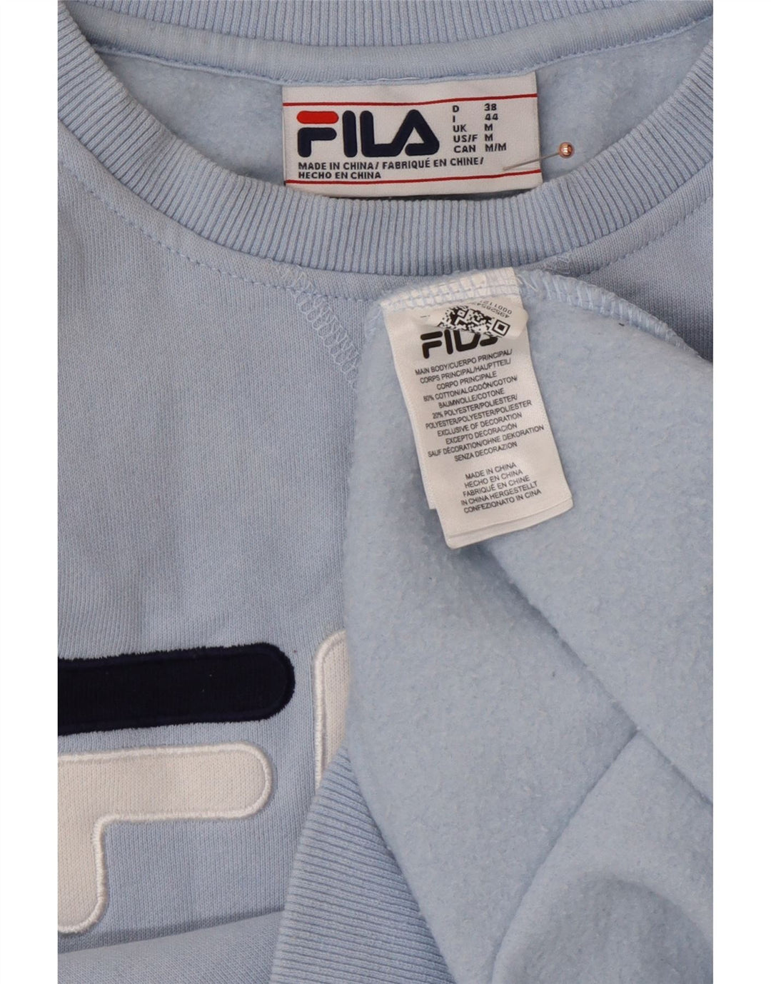FILA Grafisk sweatshirt til kvinder UK 14 Medium Blue Colourblock Bomuld