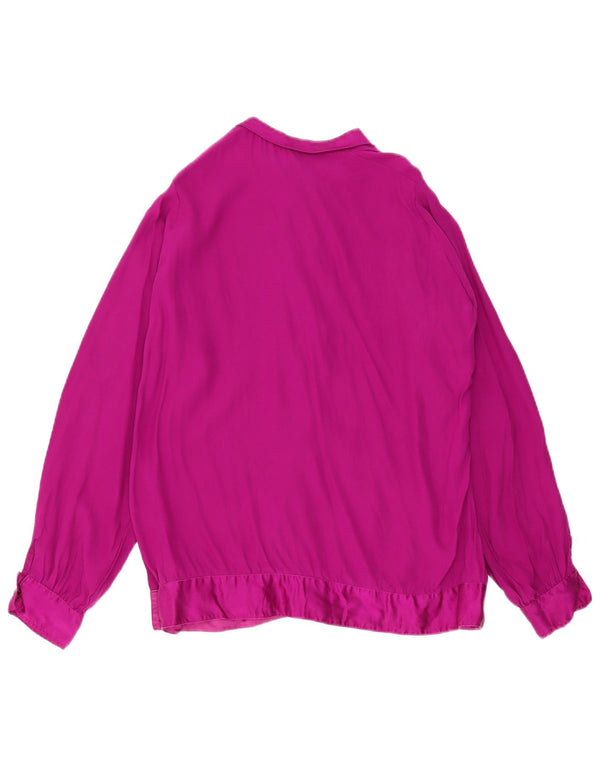 Vintage Dame Langærmet Bluse Top UK 18 XL Maroon