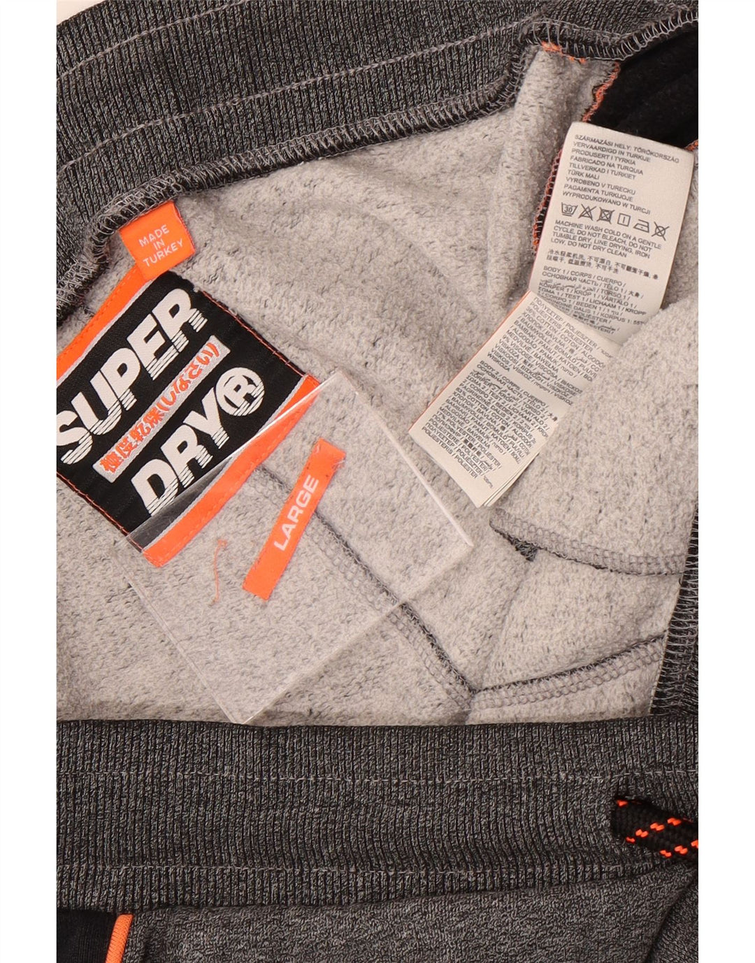 Superdry grafiske sportsshorts til mænd, store grå colourblock polyester