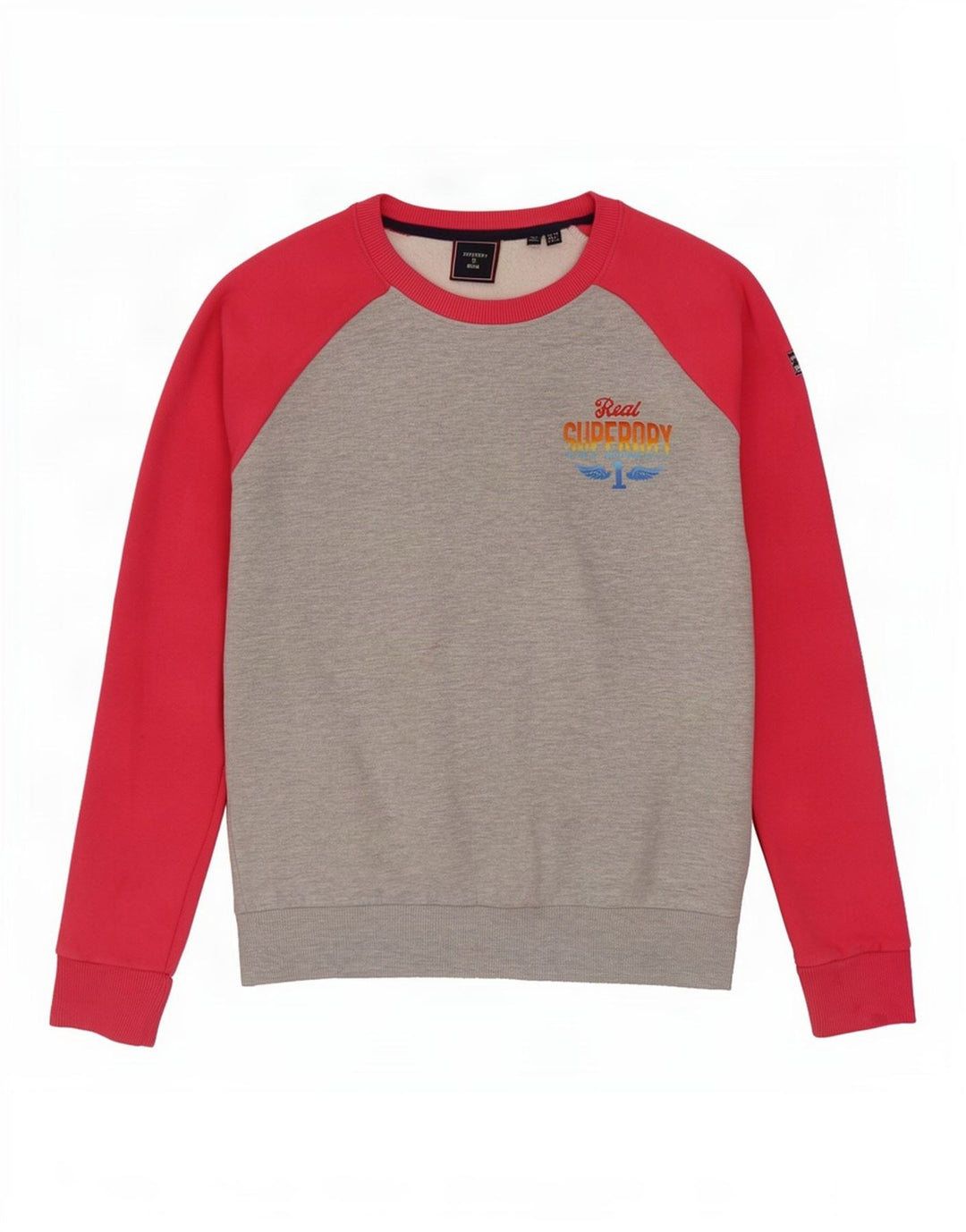 Superdry Womens Oversized Sweatshirt Jumper UK 10 Small Grey Colourblock