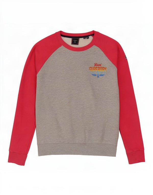Superdry Womens Oversized Sweatshirt Jumper UK 10 Small Grey Colourblock