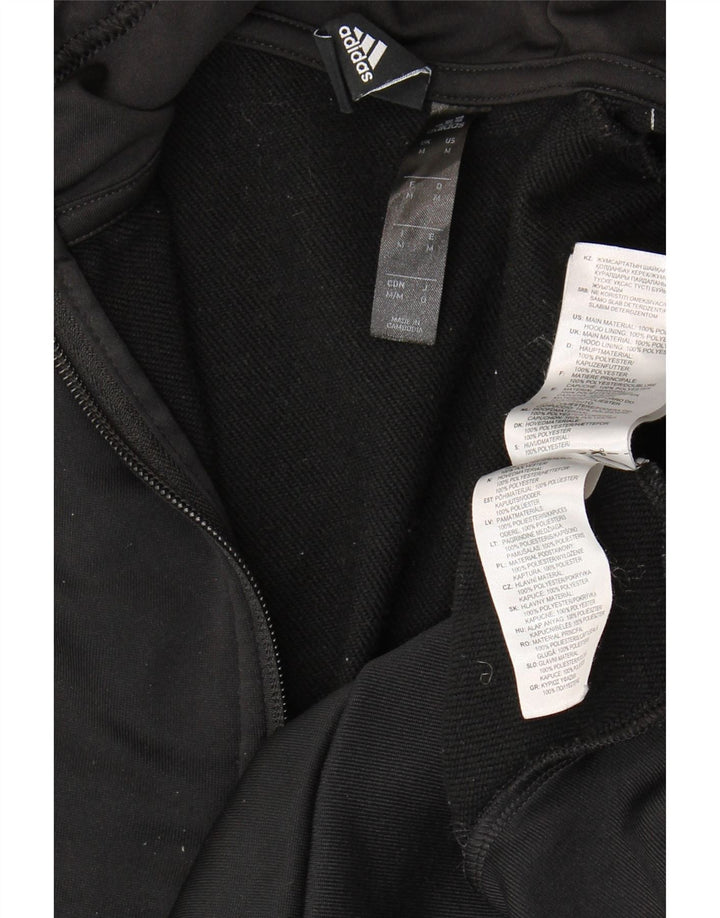 ADIDAS Mens Climalite Zip Neck Hoodie Jumper Medium Black Polyester Vintage Adidas and Second-Hand Adidas from Messina Hembry 