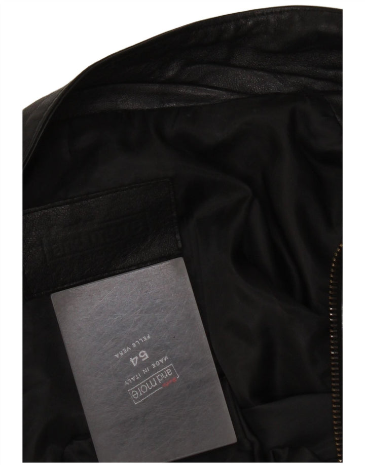 Vintage Herre Læderjakke IT 54 2XL Sort Læder