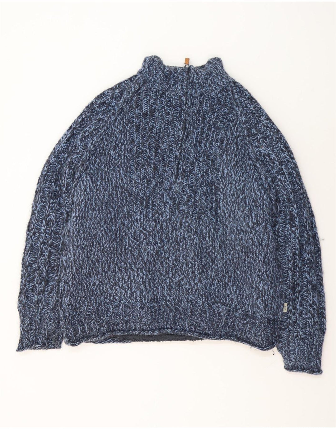 Fat Face Herre Zip Neck Jumper Sweater XL Navy Blue Flecked Wool