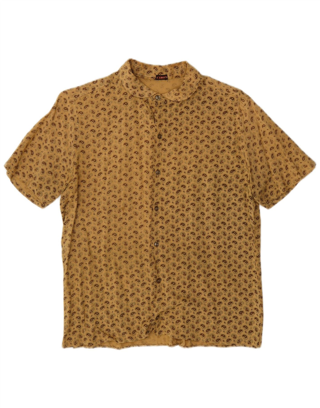Vintage kortærmet herreskjorte Medium Beige Paisley
