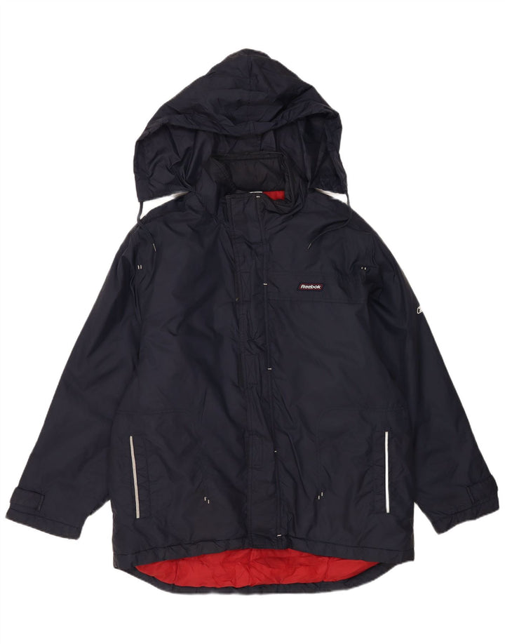 Reebok Herre Hooded Windbreaker Jacket UK 40 Large Navy Blue Nylon