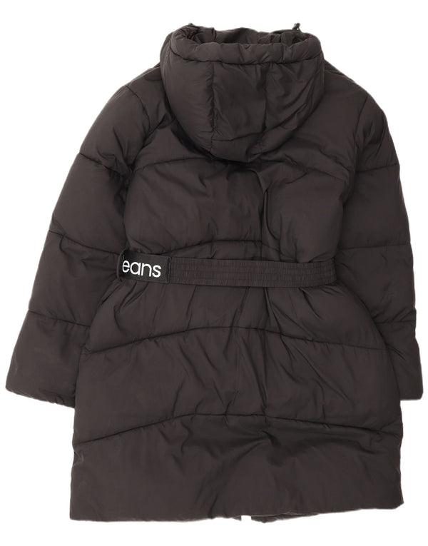 Calvin Klein Jeans Dame Grafisk Hooded Polstret Frakke UK 16 Large Black