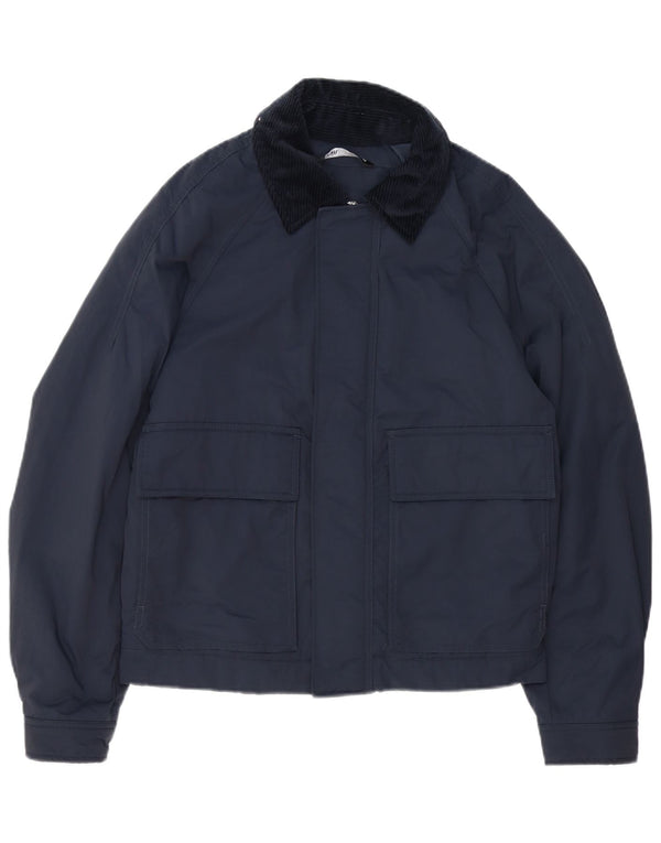 Zara Mens Bomber Jacket UK 36 Small Navy Blue Colourblock Polyester
