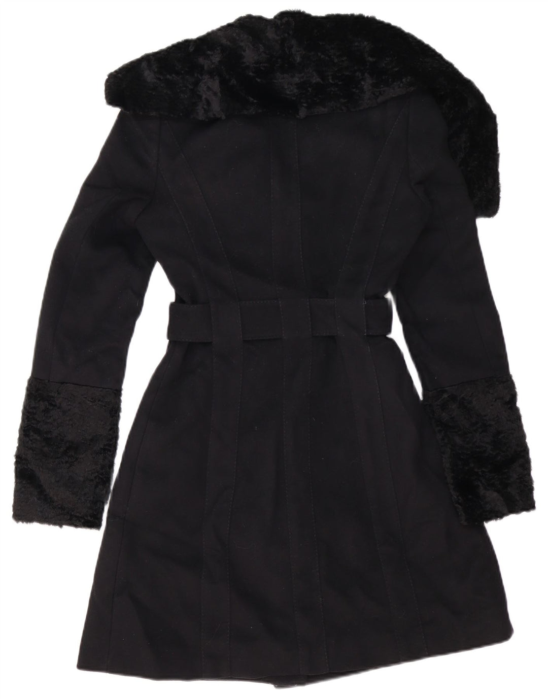 KAREN MILLEN Trench Coat til kvinder UK 6 XS Sort Uld