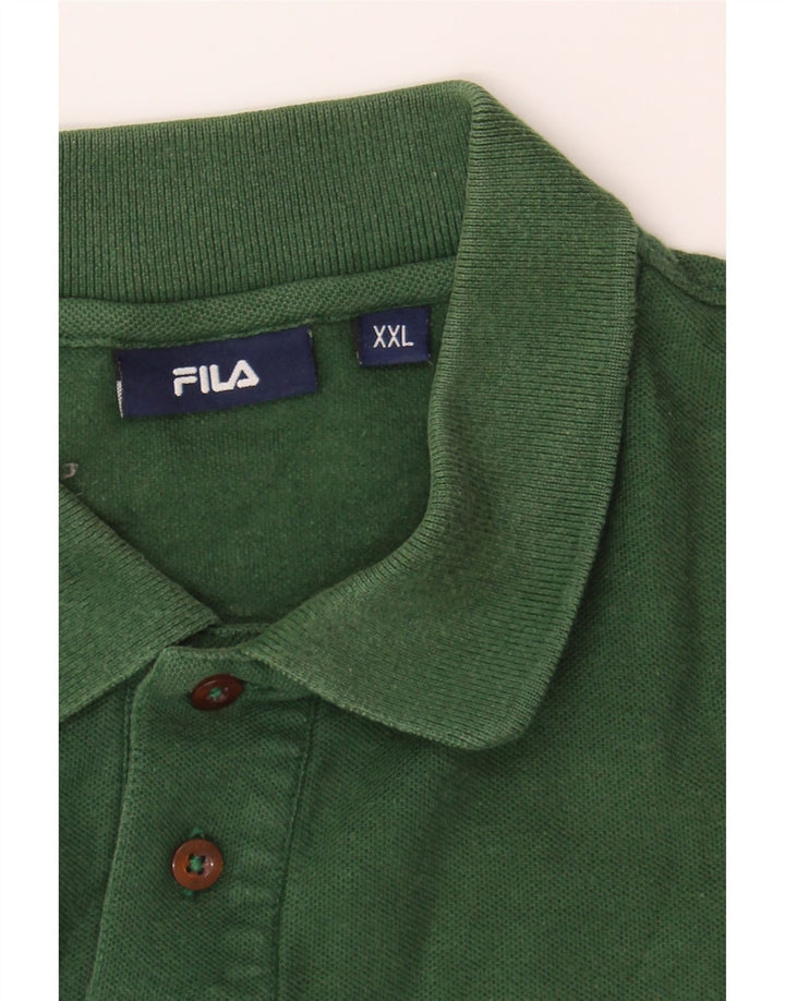 FILA Mens Polo Shirt 2XL Green Cotton Vintage Fila and Second-Hand Fila from Messina Hembry 