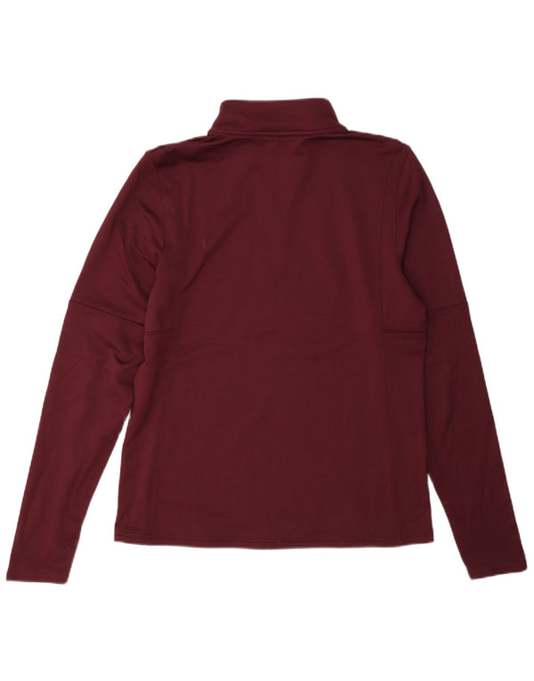 Under Armour Womens Zip Neck Top Langærmet UK 14 Medium Burgundy