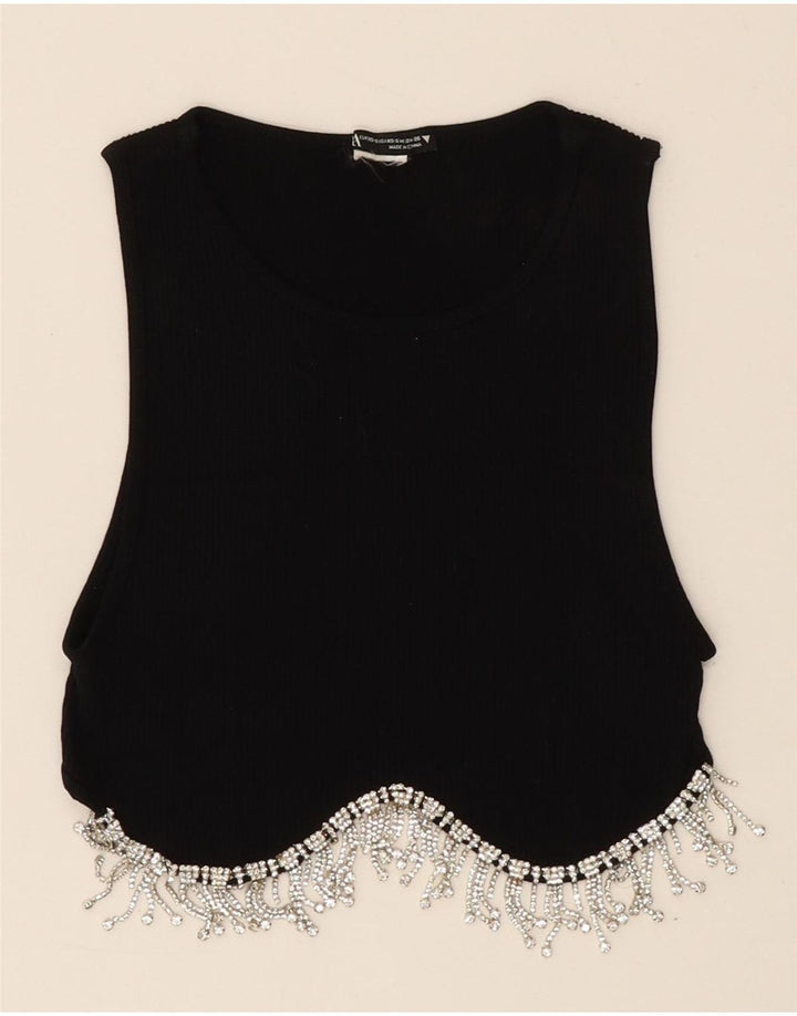 ZARA Womens Crop Top UK 4 XS Black