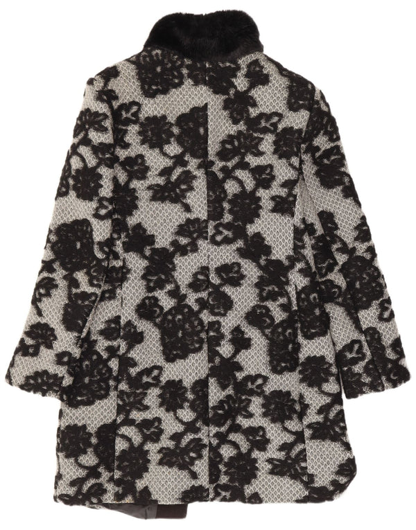 Vintage overfrakke til kvinder UK 12 Medium Black Floral Classic