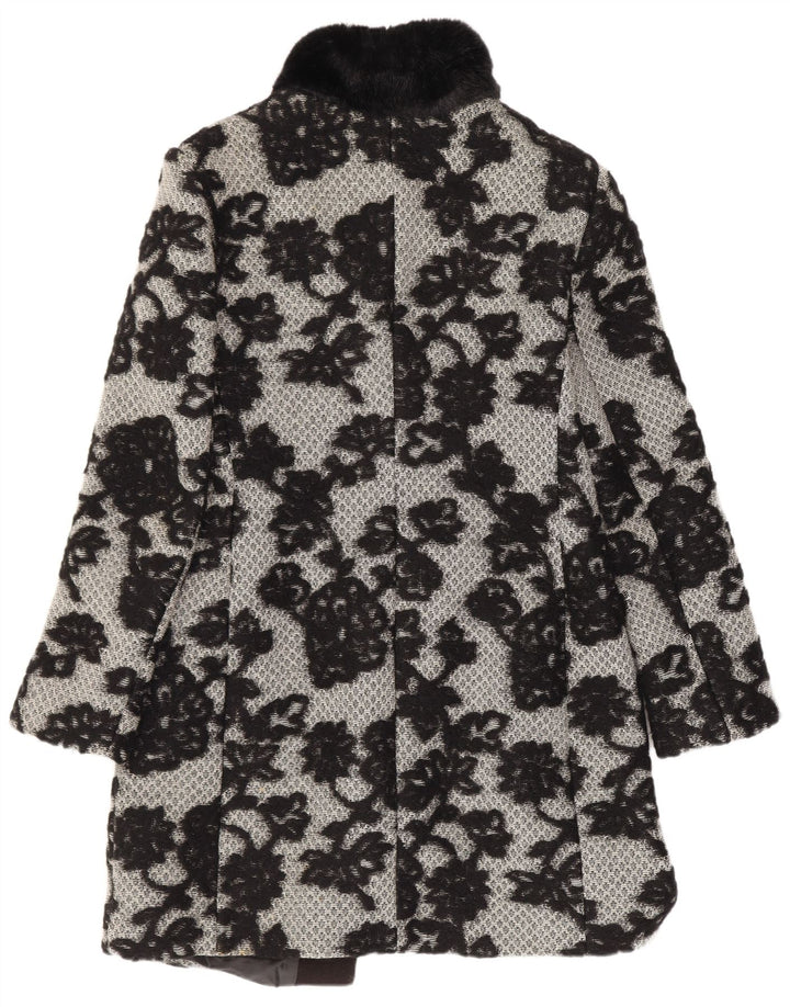 Vintage overfrakke til kvinder UK 12 Medium Black Floral Classic