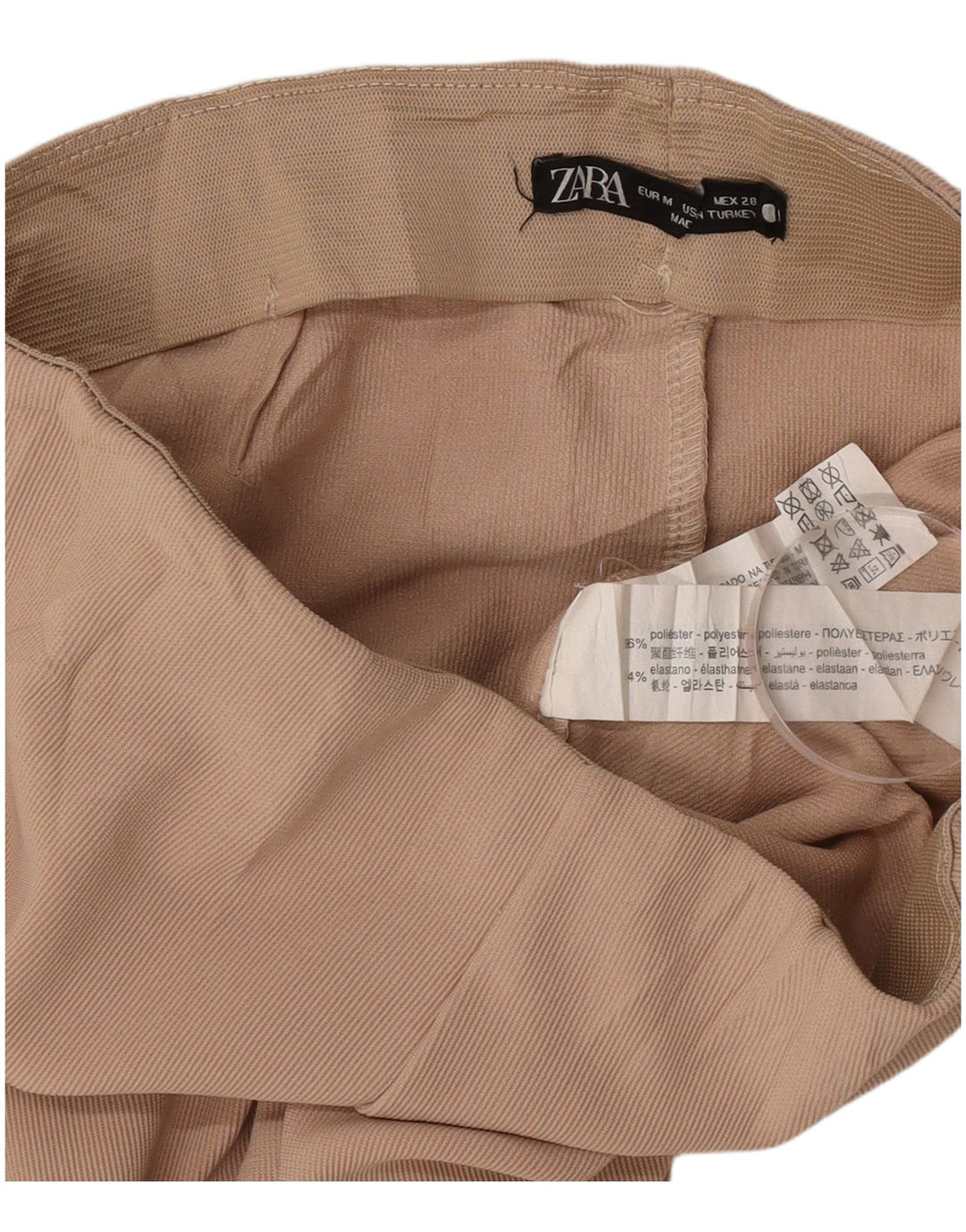 Zara Dame Leggings Medium W28 L30 Brun Nålestribet Polyester