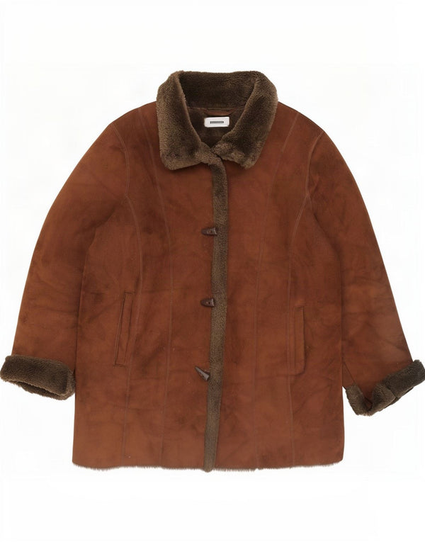 Wallis Dame Oversized Sherpa Overfrakke UK 16 Stor Brun Akryl