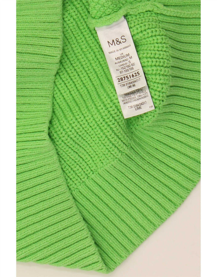 Marks & Spencer Dame Crop Crew Neck Jumper Sweater UK 14 Medium Green